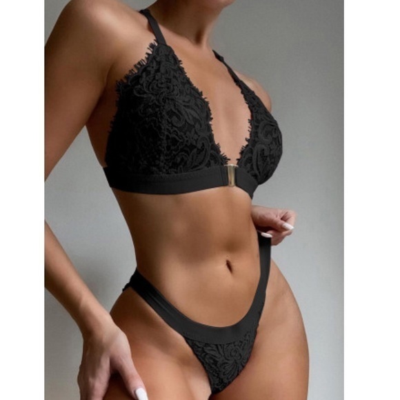 Sheer Black Bra and Thong Set NEW - Picture 2 of 5